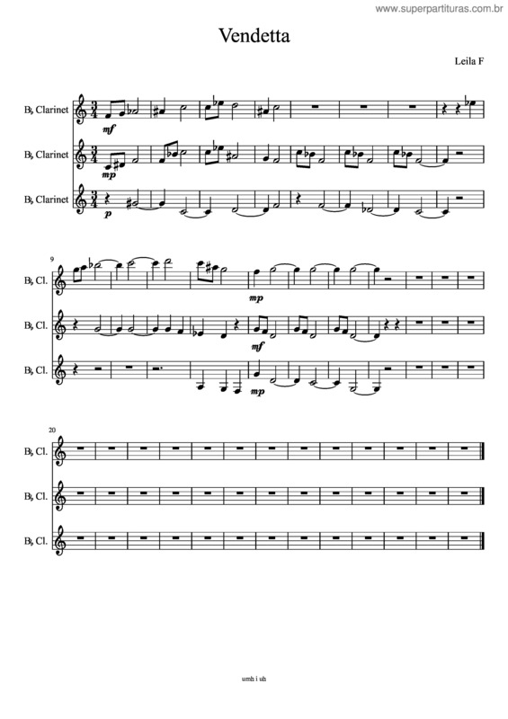 Partitura da música Vendetta