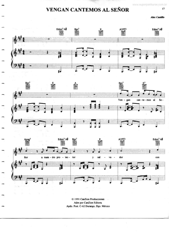 Partitura da música Vengan Cantemos al Señor