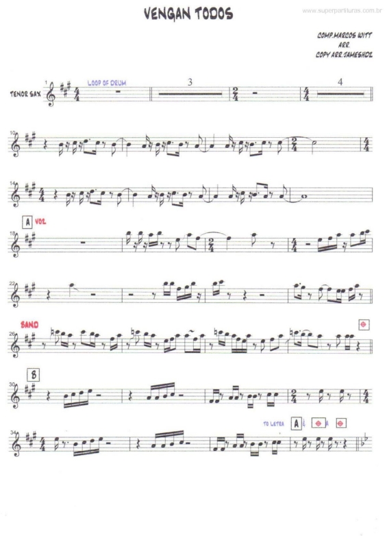 Partitura da música Vengan Todos v.4