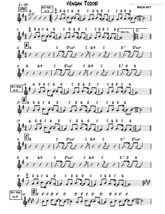 Partitura da música Vengan Todos v.5