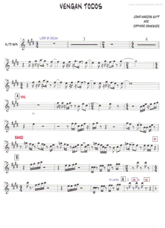 Partitura da música Vengan Todos