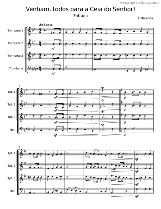 Partitura da música Venham Todos Para A Ceia Do Senhor!