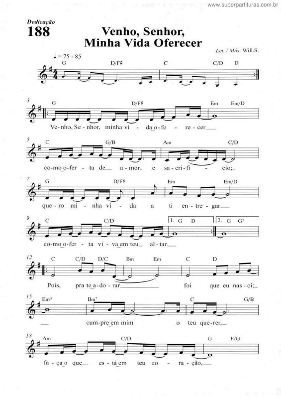 Partitura da música Venho, Senhor, Minha Vida Oferecer