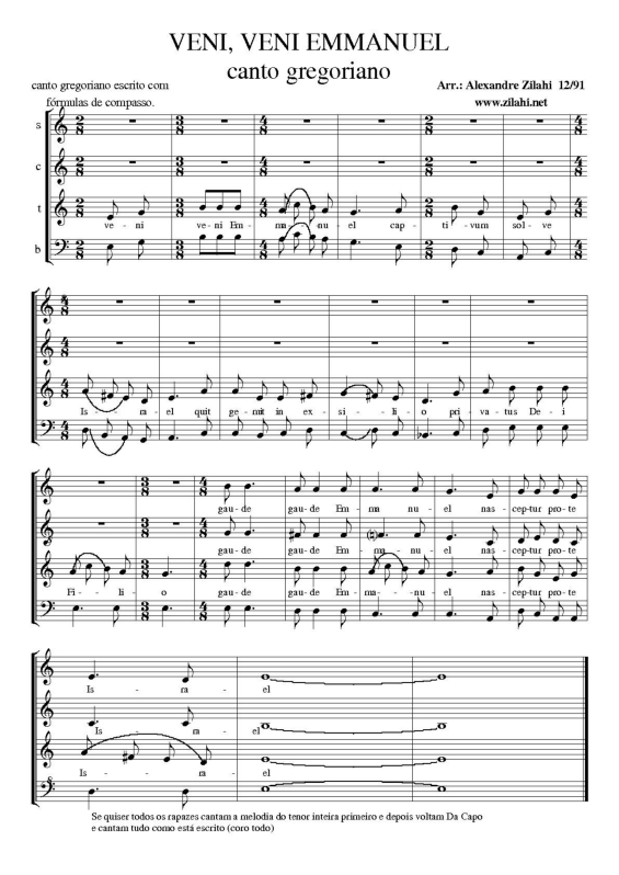 Partitura da música Veni Veni Emmanuel (Canto Gregoriano)
