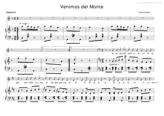 Partitura da música Venimos del Monte