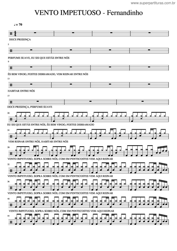 Partitura da música Vento Impetuoso – Fernandinho