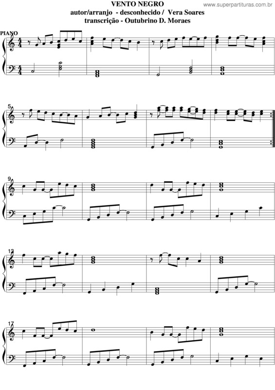 Partitura da música Vento Negro v.2