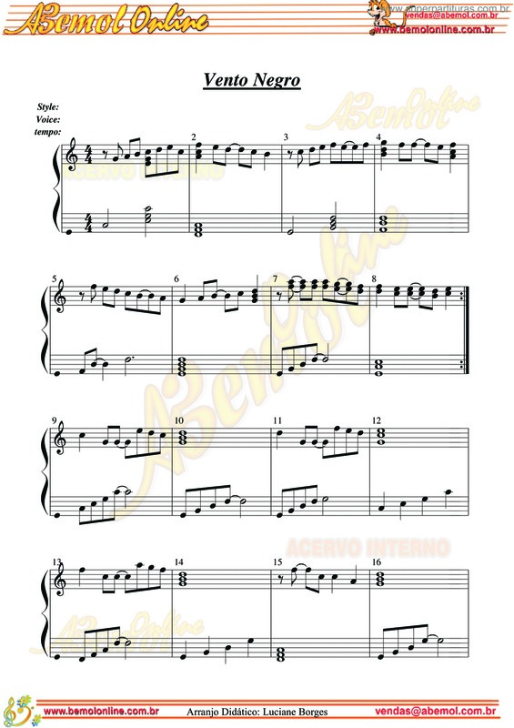 Partitura da música Vento Negro v.3