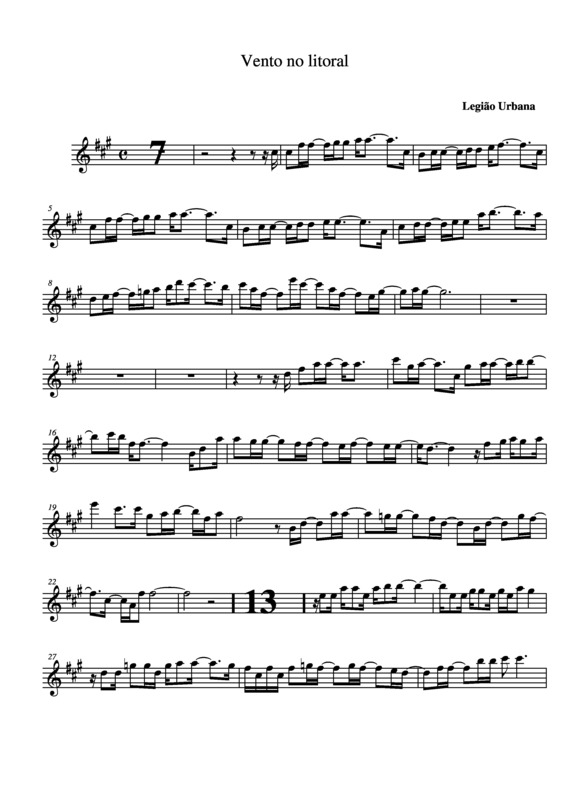 Partitura da música Vento no Litoral v.2