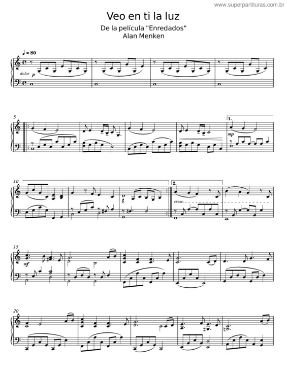 Partitura da música Veo En Tí La Luz – Danna Paola