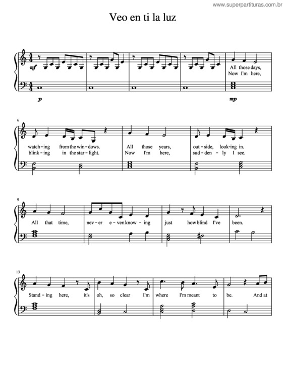 Partitura da música Veo En Ti La Luz v.3