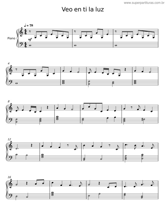 Partitura da música Veo En Ti La Luz v.4