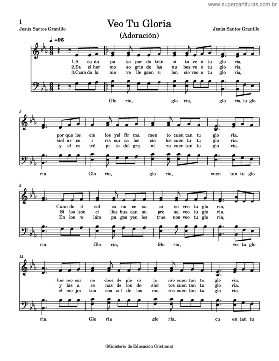 Partitura da música Veo Tu Gloria – Jesús Santos Granillo Veo Tu Gloria