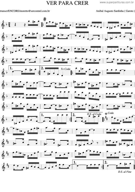 Partitura da música Ver Para Crer v.2