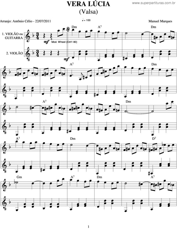 Partitura da música Vera Lúcia v.2