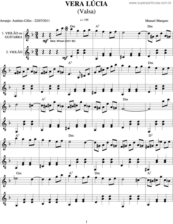 Partitura da música Vera Lúcia v.2