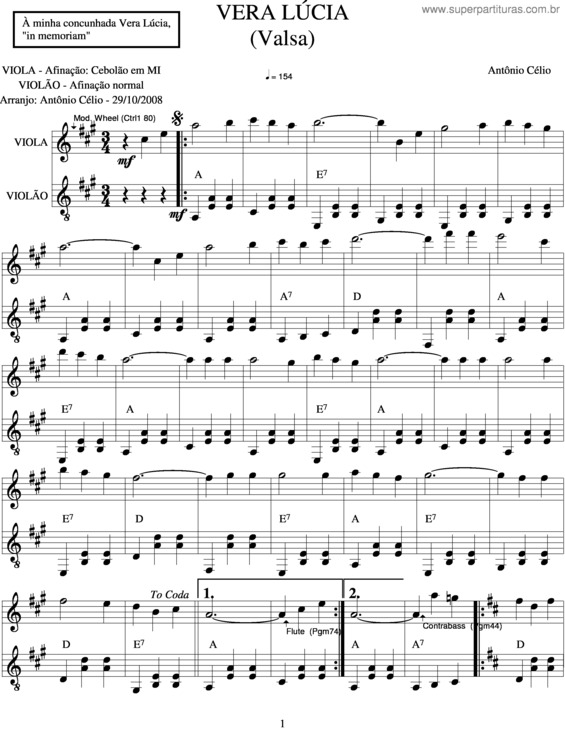 Partitura da música Vera Lúcia v.3