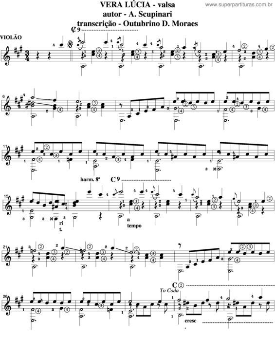 Partitura da música Vera Lúcia