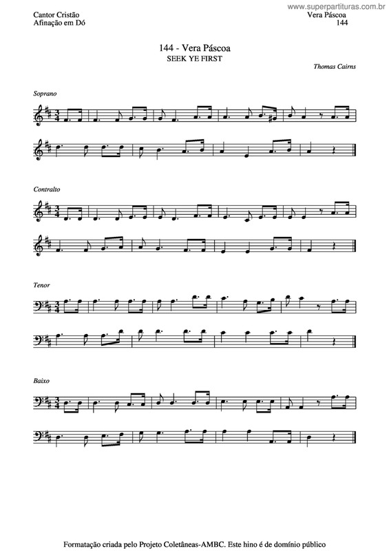 Partitura da música Vera Páscoa v.2