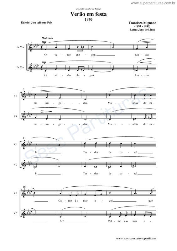 Partitura da música Verão em festa v.2