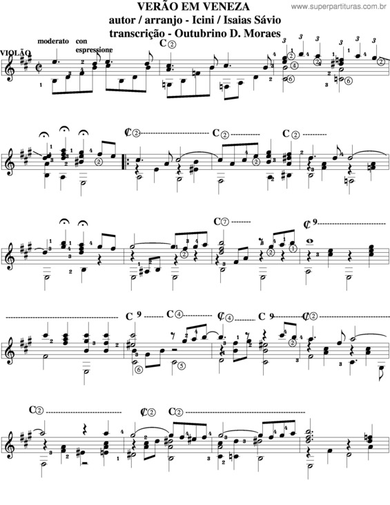 Partitura da música Verão Em Veneza v.2