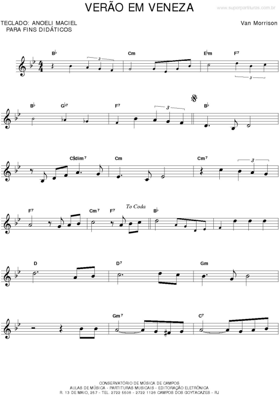 Partitura da música Verão Em Veneza