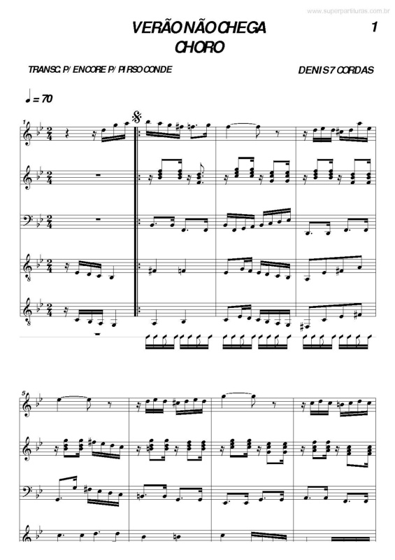 Partitura da música Verão não Chega