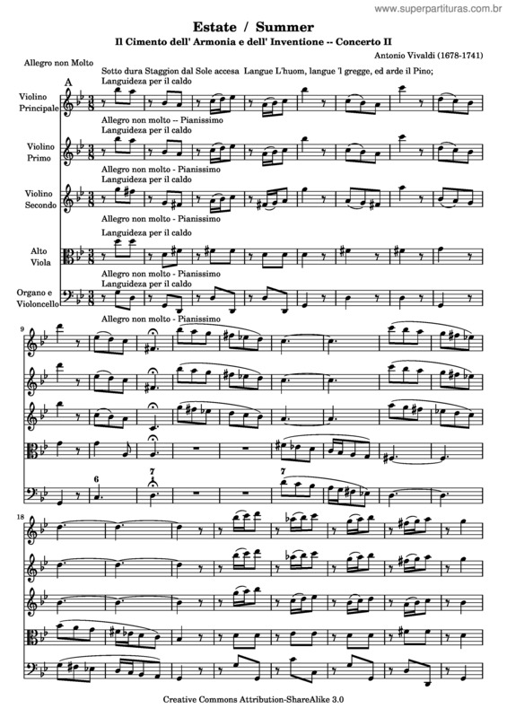 Partitura da música Verão v.3