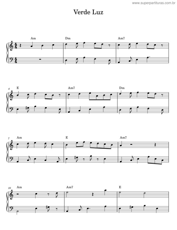Partitura da música Verde Luz v.5