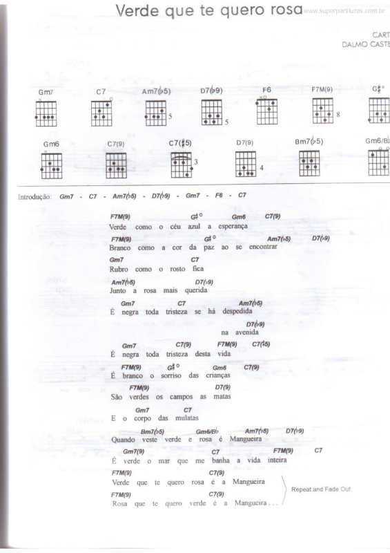 Partitura da música Verde que Te Quero Rosa