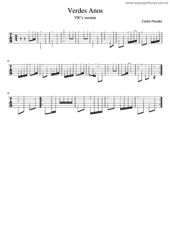 Partitura da música Verdes Anos