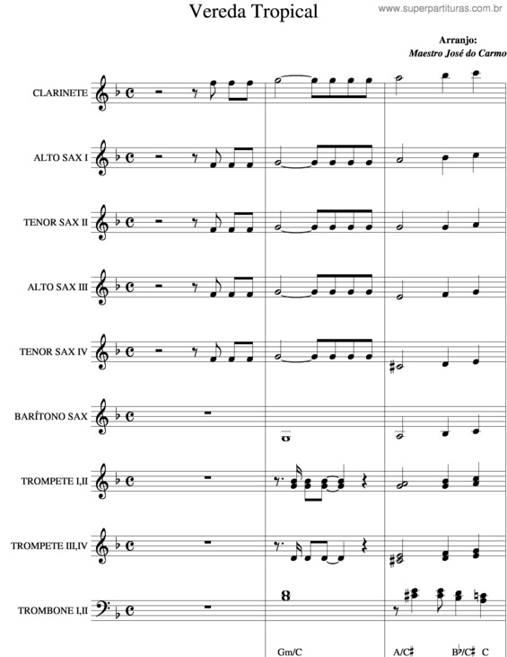 Partitura da música Vereda Tropical v.5