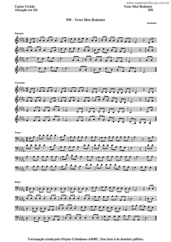 Partitura da música Verei Meu Redentor v.2