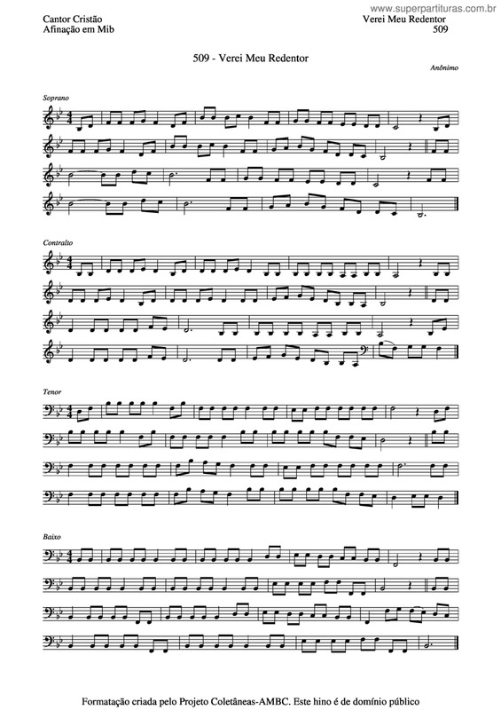 Partitura da música Verei Meu Redentor v.4