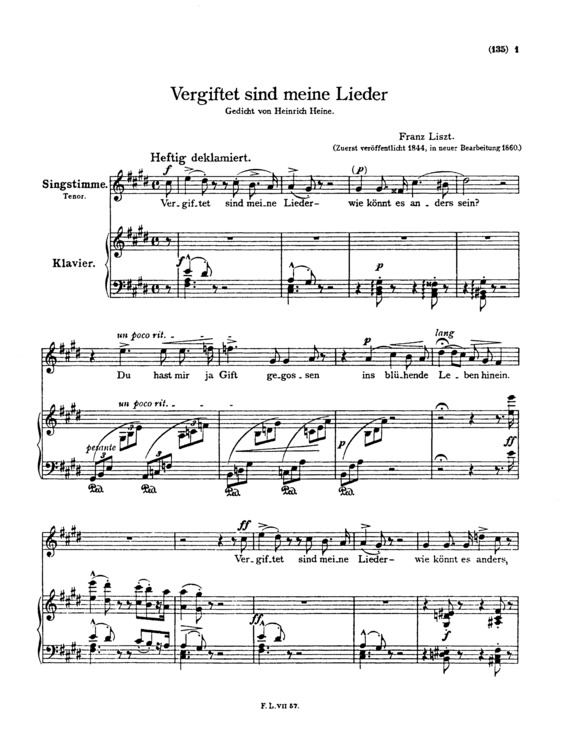 Partitura da música Vergiftet Sind Meine Lieder S.289