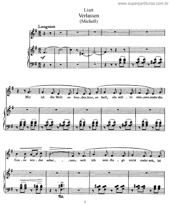 Partitura da música Verlassen