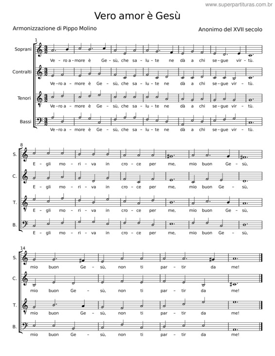 Partitura da música Vero Amor È Gesù