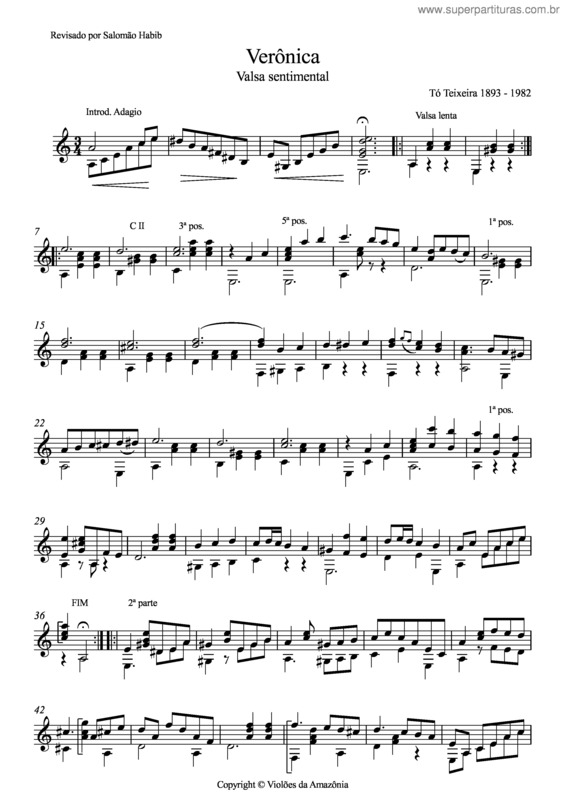 Partitura da música Verônica