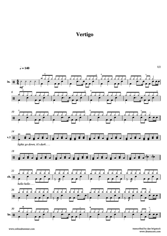 Partitura da música Vertigo