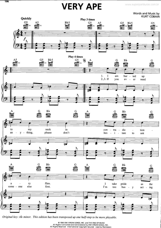 Partitura da música Very Ape