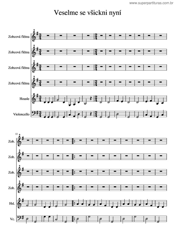 Partitura da música Veselme Se Všickni Nyní