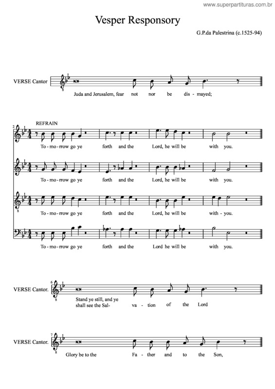 Partitura da música Vesper Responsory –Palestrina