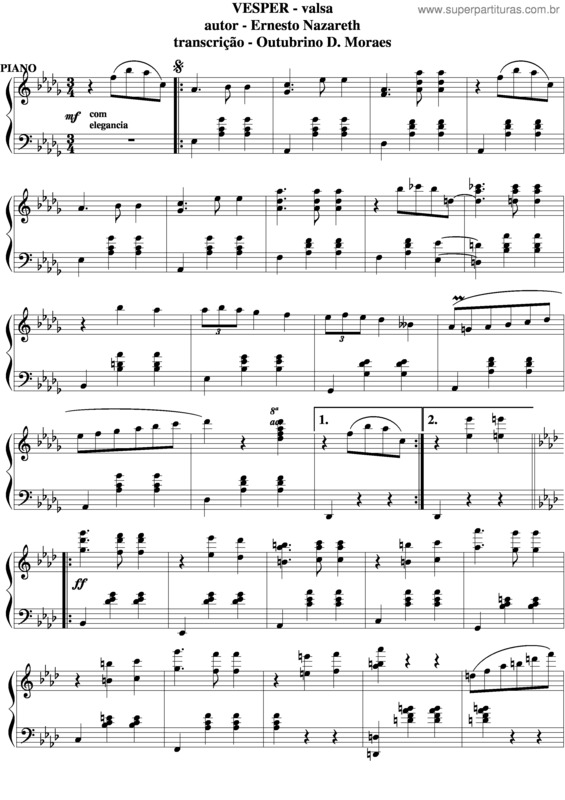 Partitura da música Vésper v.3