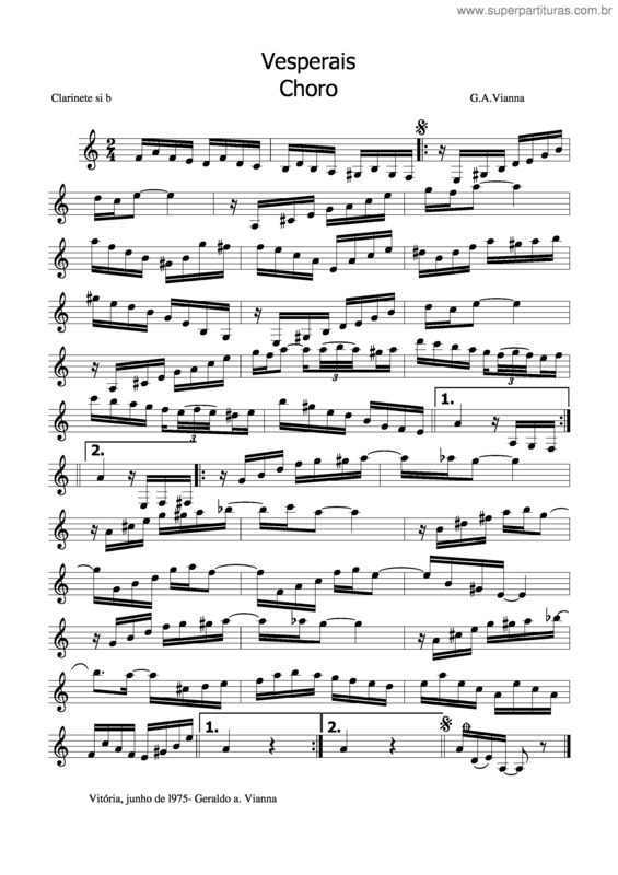 Partitura da música Vesperais