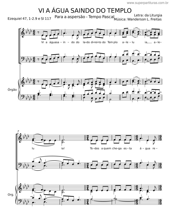 Partitura da música Vi A Água Saindo Do Templo