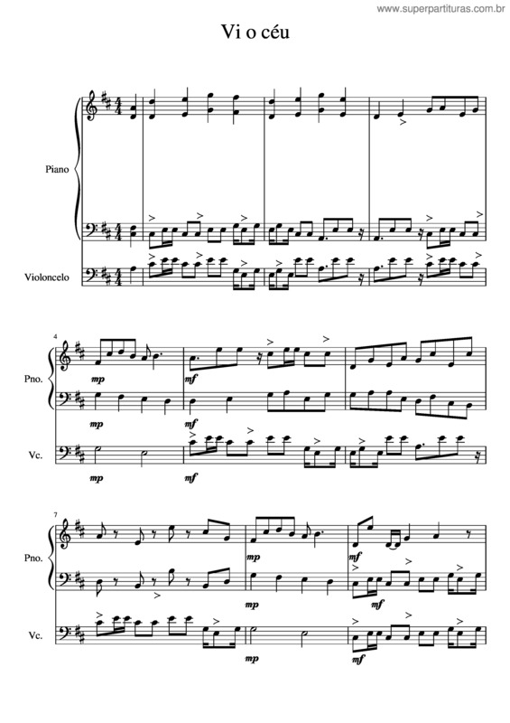 Partitura da música Vi O Céu