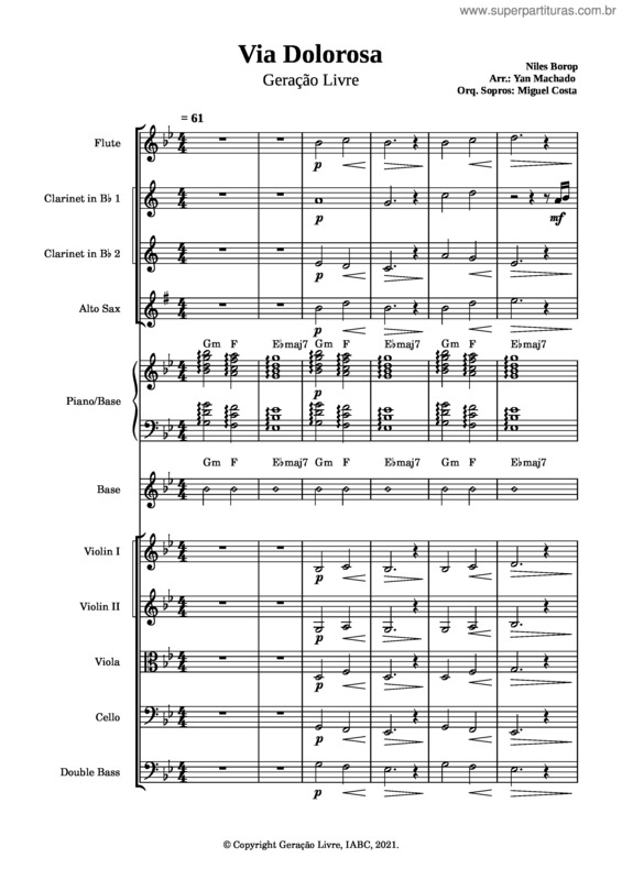 Partitura da música Via Dolorosa – Geração Livre