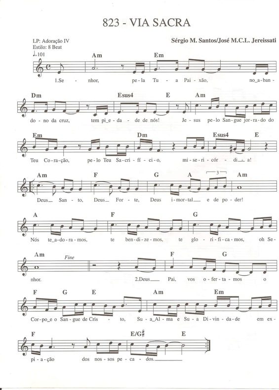 Partitura da música Via Sacra