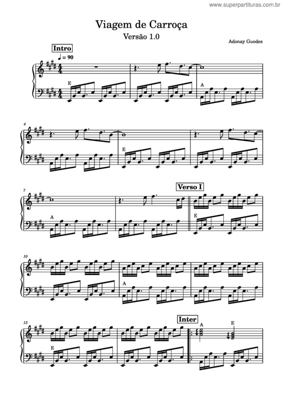 Partitura da música Viagem De Carroça
