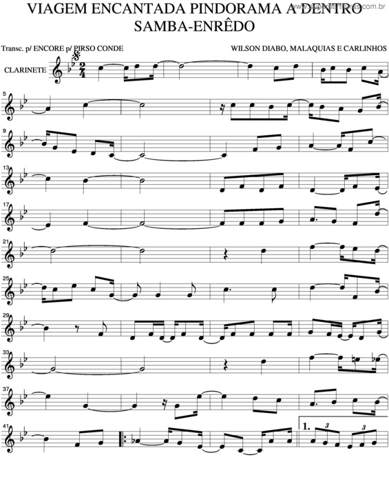 Partitura da música Viagem Encantada Pindorama A Dentro